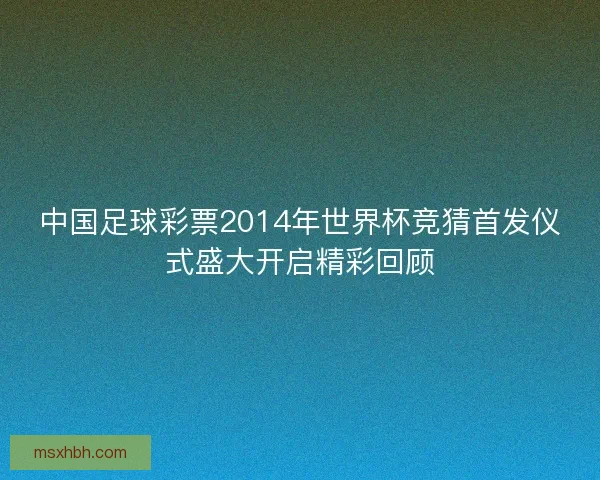 中国足球彩票2014年世界杯竞猜首发仪式盛大开启精彩回顾